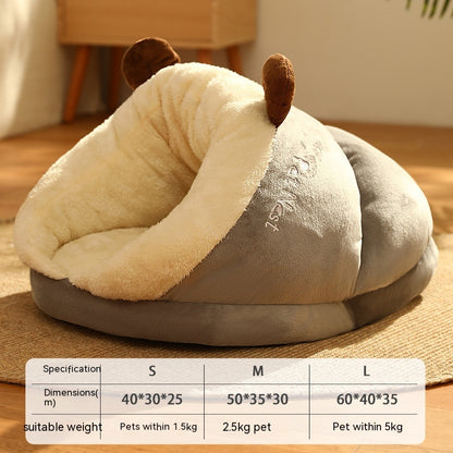 Pet Bed Winter Cat Dog Slippers Small Nest Pets Gym From House Gray Brown Bear L