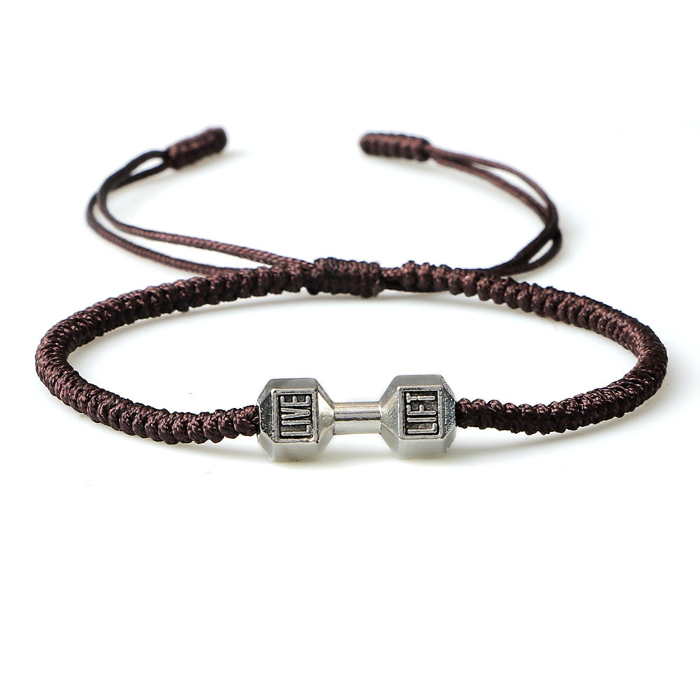 Originality Woven Dumbbell Alloy Bracelet Jewelry dealsniper-net Brown silver