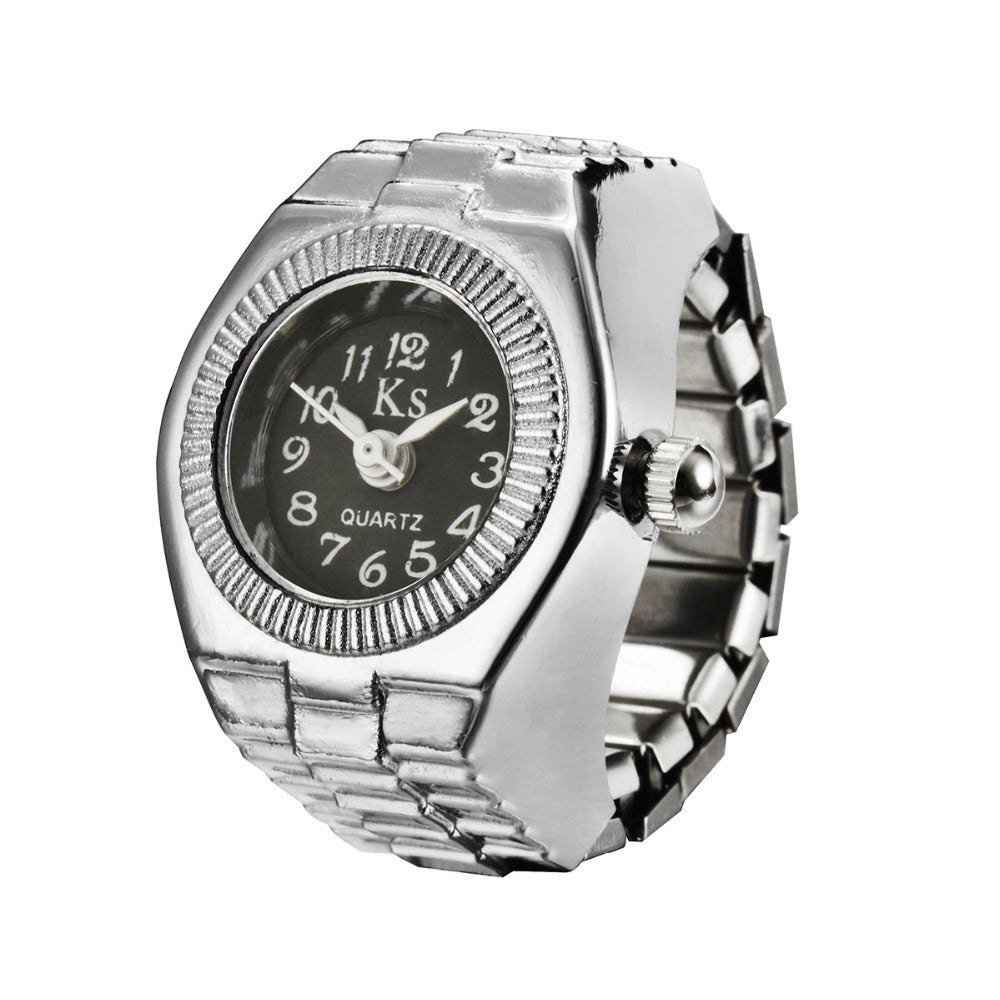 Simple All-Match Ring Watch Alloy Creative Watch Jewelry DealSniper.net Black