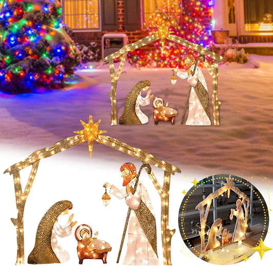 A Family Of Three In The Courtyard Home Decoration With Lights Holidays Gym From House