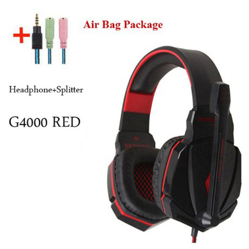 Wired Gaming Headset Headphones Surround Sound Deep Bass Gadgets dealsniper-net Black red G4000