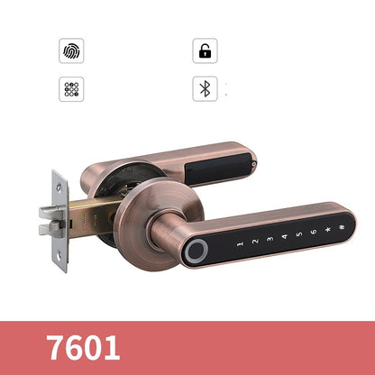 Indoor Fingerprint Spherical Lock Home Wooden Door Anti-theft Lock House dealsniper-net Red Single tongue USB