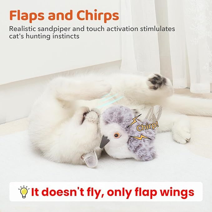 Cat Toys Flapping Bird No Flying Lifelike Sandpiper Chirp Pets dealsniper-net