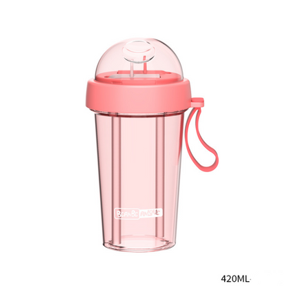 Creative personality trend dual-use sippy cup a cup of double drink separate plastic couple cup Kitchen DealSniper.net Pink 420ML