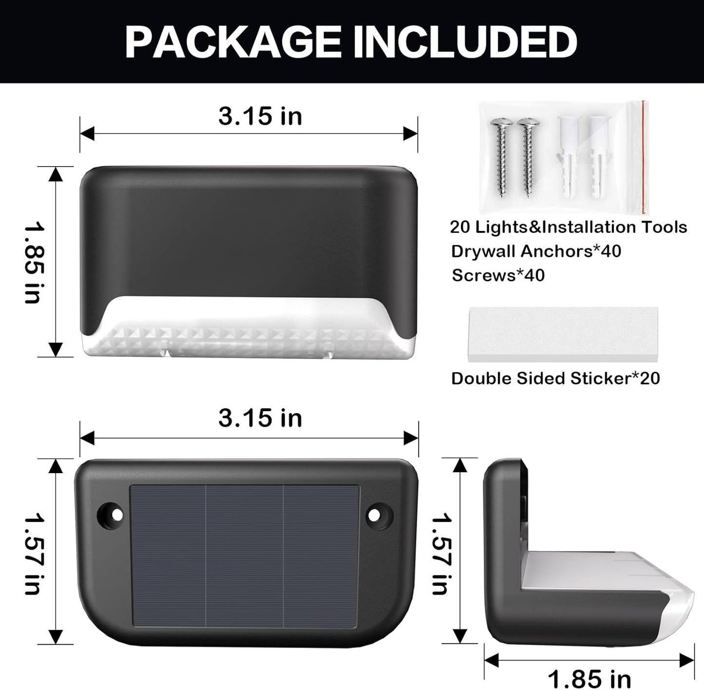 32&16 PCS Solar Deck Lights Outdoor Solar Step Lights Outdoor Gym From House