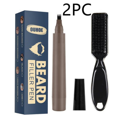 Beard Pencil Filler Beard Filling Pen Kit Barber Pencil With Brush Men dealsniper-net 2PC Brown