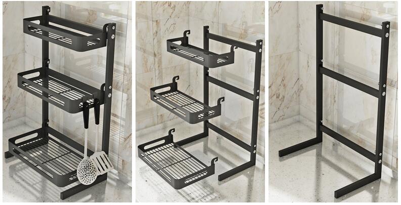 Stainless Steel Kitchen Double-layer Black Seasoning Rack Kitchen dealsniper-net