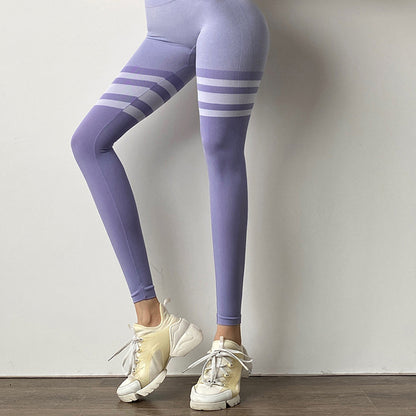 Stripe Design Fitness Leggings High Waisted Women dealsniper-net