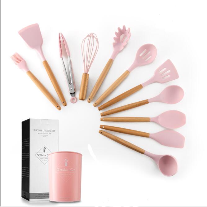 Silicone Kitchenware With Wooden Handle Kitchen dealsniper-net