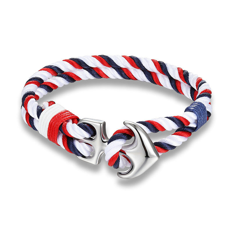 High Quality Anchor Bracelets Men Charm Rope Chain Jewelry dealsniper-net Red and blue