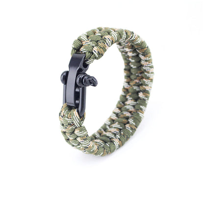 Seven-core umbrella rope braided U-shaped steel buckle bracelet Jewelry dealsniper-net Army green camouflage