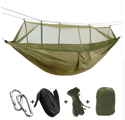 Outdoor Parachute Cloth Hammock Couble with Mosquito Net Light