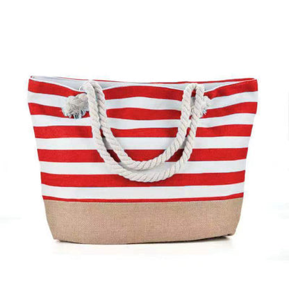 Striped Beach Bag Casual Large Capacity Women Shoulder Bags Women DealSniper.net Red 50x12x35cm
