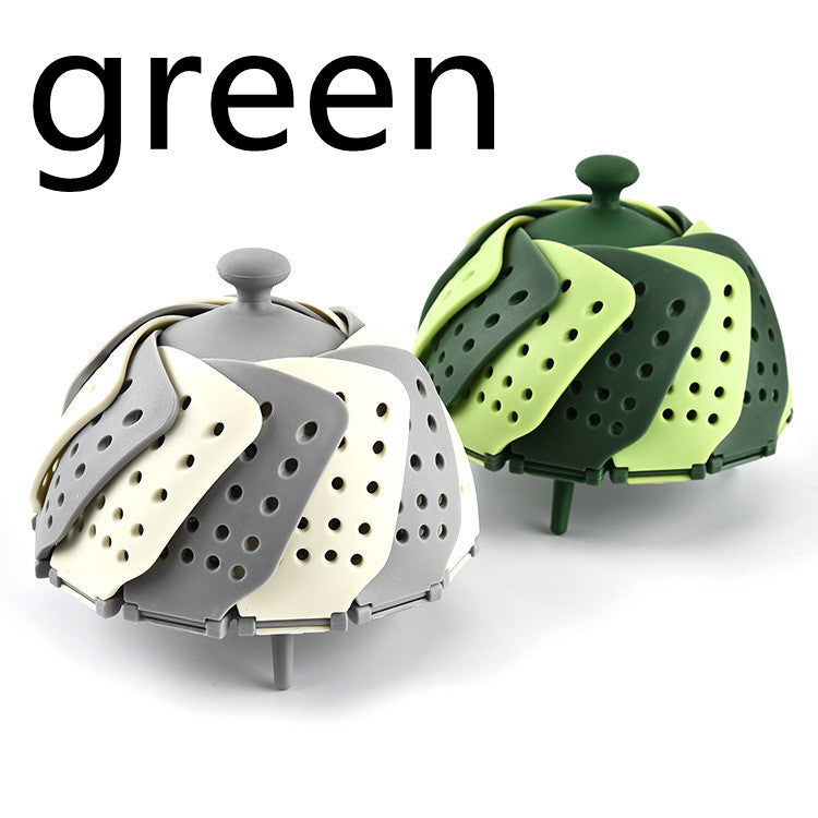 Kitchen Foldable And Retractable Fruit Basket In Plastic Steamer With Handle Kitchen DealSniper.net