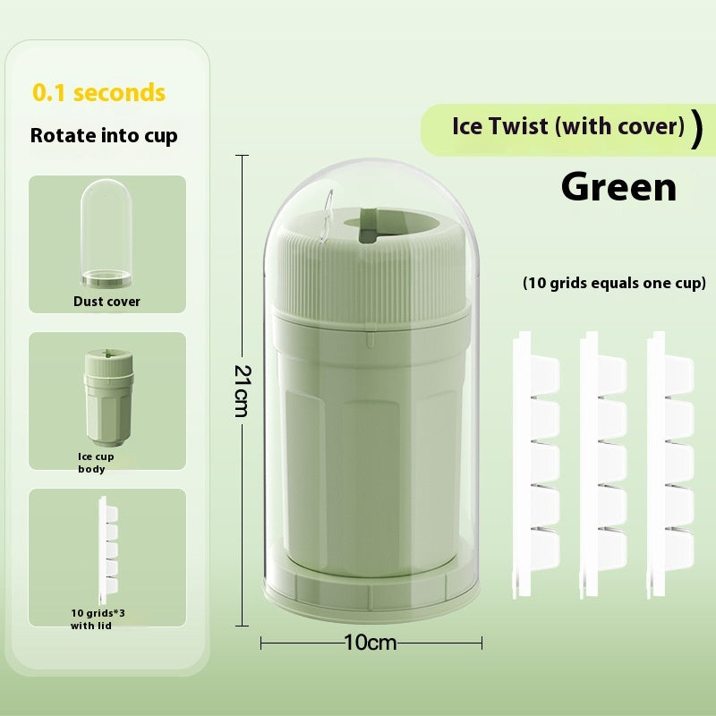 Twisting Ice Cup Rotating Release Ice Cube Trays Kitchen dealsniper-net Green With Cover