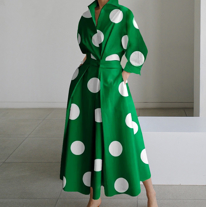 Long-sleeve Blouse Elastic Waist Swing Dress Women DealSniper.net