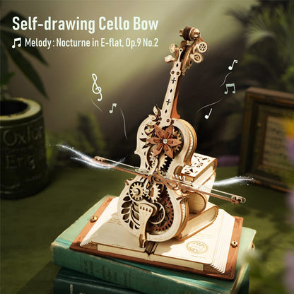 Magic Cello Mechanical Music Box Moveable Stem Funny Toys