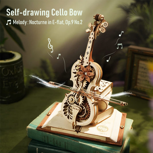 Magic Cello Mechanical Music Box Moveable Stem Funny Toys