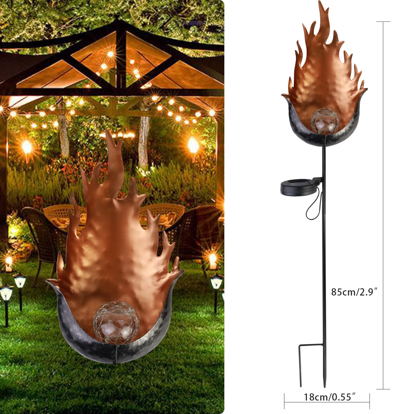 LED Solar Flame Metal Decorative Light Home dealsniper-net I