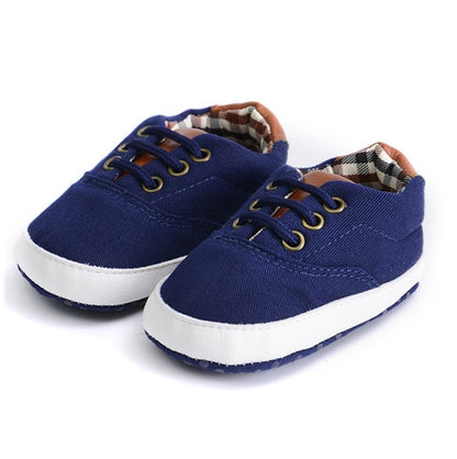 Solid color casual lace soft bottom baby canvas shoes