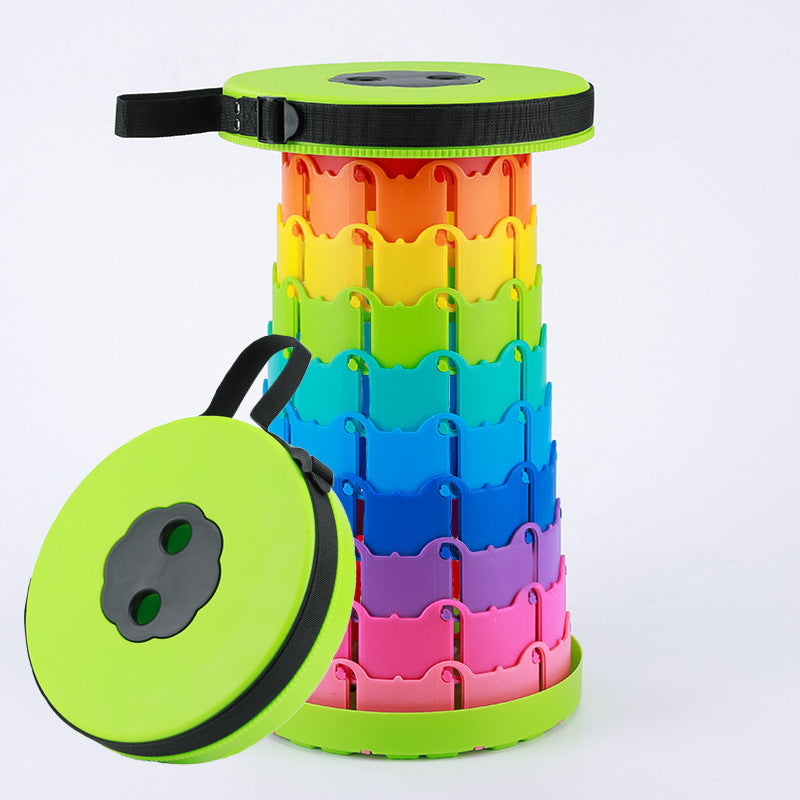 Children's Rainbow Folding Stool Portable Retractable Chair Kids dealsniper-net Adult Rainbow Green