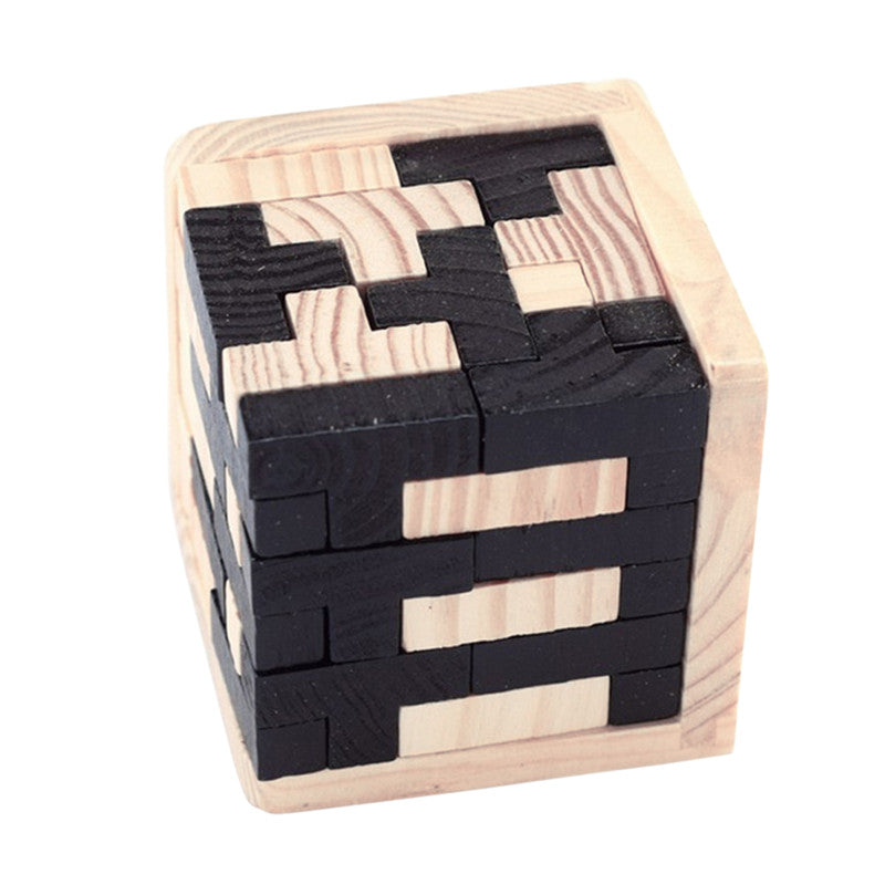 Creative 3D Puzzle Luban Interlocking Wooden Toy Early Educational Toys Puzzles Kids DealSniper.net Black