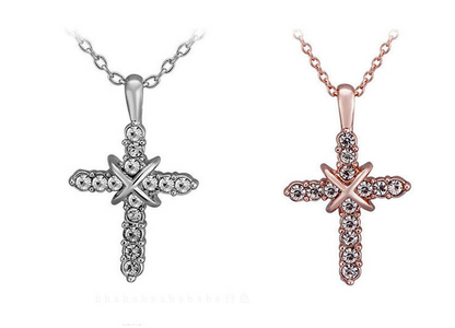 Studded Jesus Cross Necklace Clavicle Chain Jewelry dealsniper-net