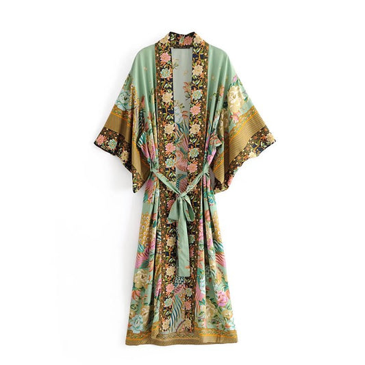 Positioning printed cardigan robe Women dealsniper-net Picture color L