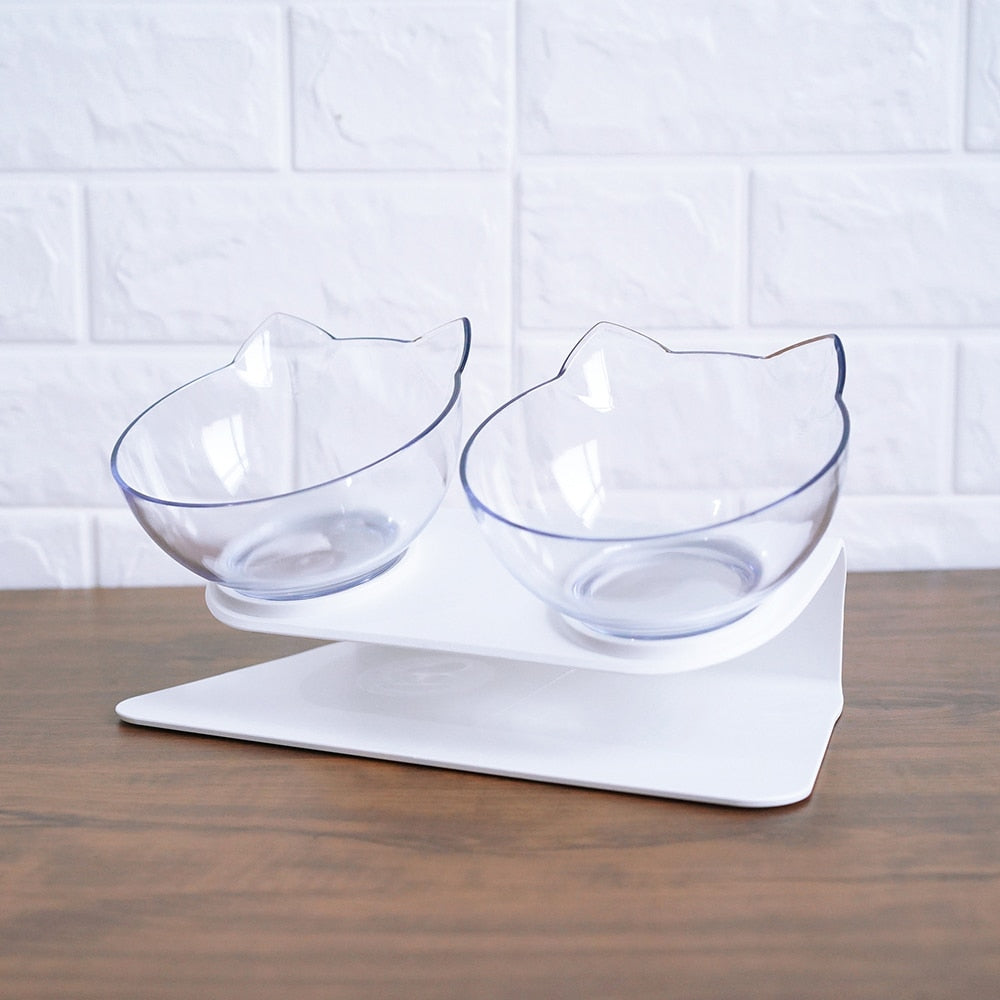 Cat Double Bowl Cat Food Bowl Protects Cervical Vertebra Pets Gym From House Double white