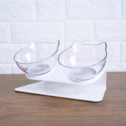 Cat Double Bowl Cat Food Bowl Protects Cervical Vertebra Pets Gym From House Double white