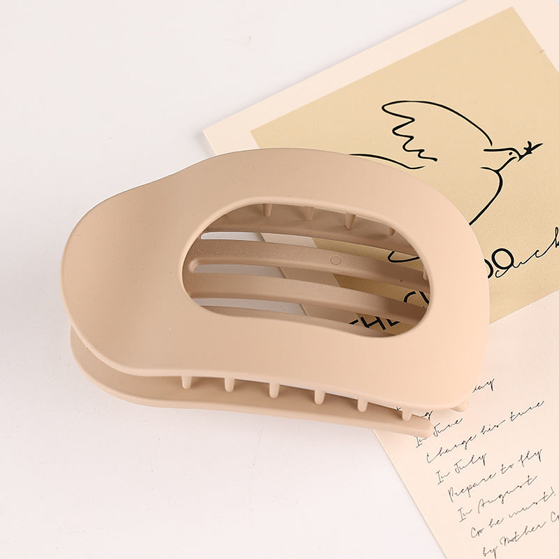 Flat Oval Barrettes Back Head Hair Claw Women DealSniper.net Frosted Beige Pc