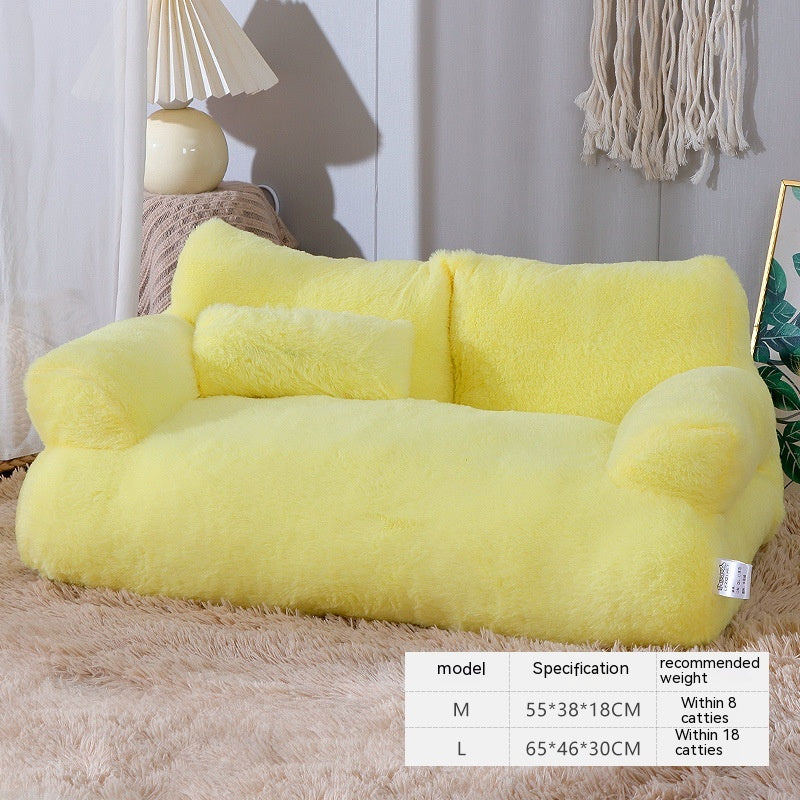 Luxury Cat Bed Sofa Winter Warm Cat Nest Pet Bed For Small Medium Dogs Pets dealsniper-net M Lemon Yellow 1PC