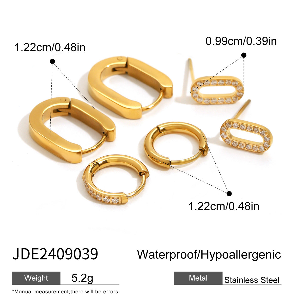 3Pair Rhinestone Cubic Zirconia Bling Stud Earrings Jewelry dealsniper-net JDE2409039