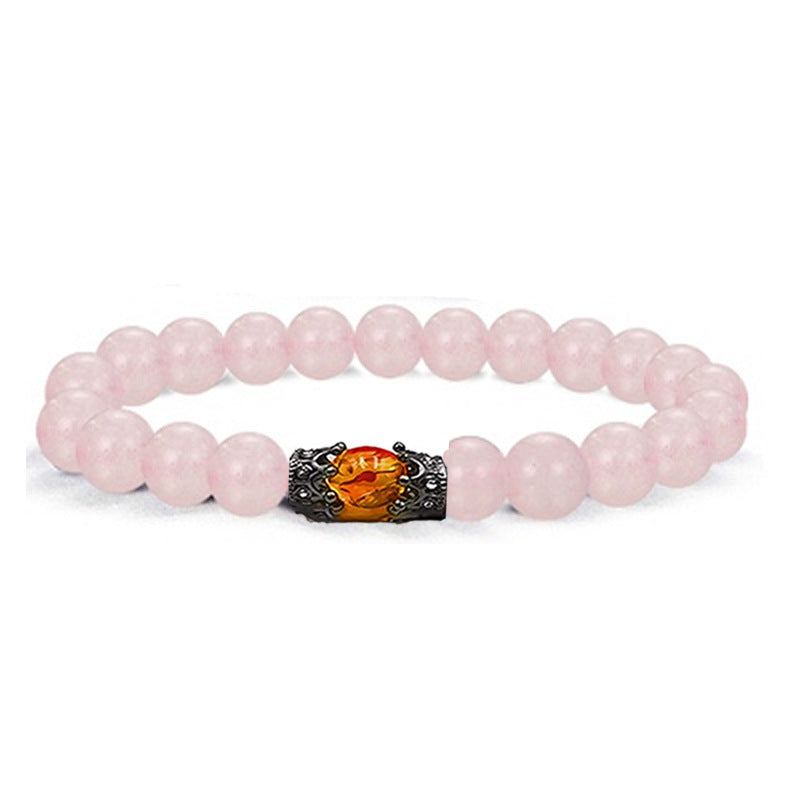 Obsidian Tiger eye White-barked Pine Vintage Bracelet Jewelry Gym From House Pink Crystal