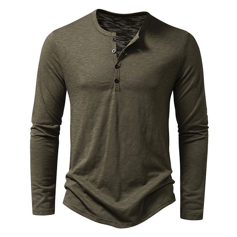 Men's Long-sleeved T-shirt Fashion Casual Solid Color Men Gym From House Army Green L