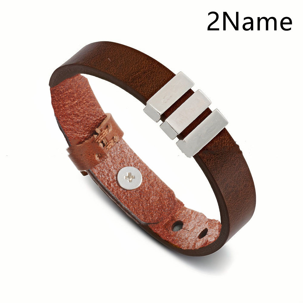 Customized Family Names Bracelet For Men Personalized Engraved Jewelry Gym From House Brown 2Name