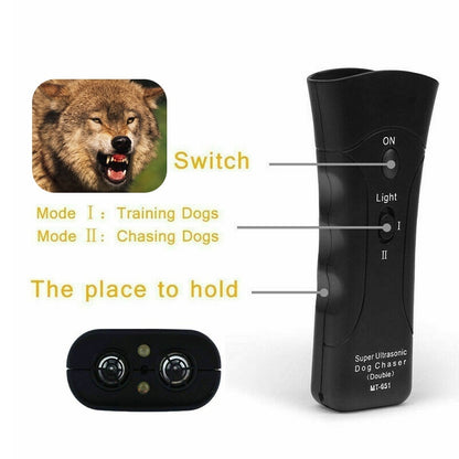 3-in-1 Anti Barking Dog Training Device Ultrasonic Dog Training Repeller LED Flashlight Pets dealsniper-net