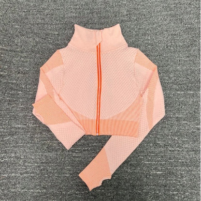 Yoga sets female sport gym suit Women Gym From House Coat Pink L