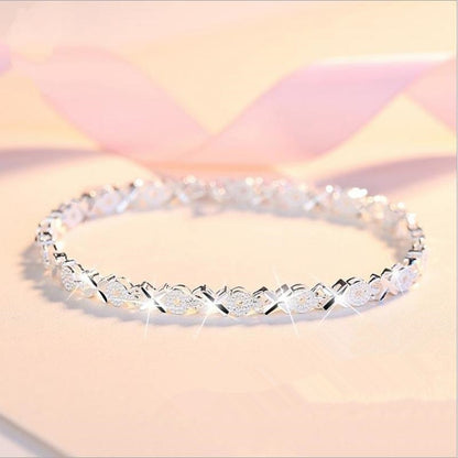 Sterling Silver Bracelet Female Wedding Accessories Ladies Fashion Zircon Geometric Bracelet Jewelry dealsniper-net Silver