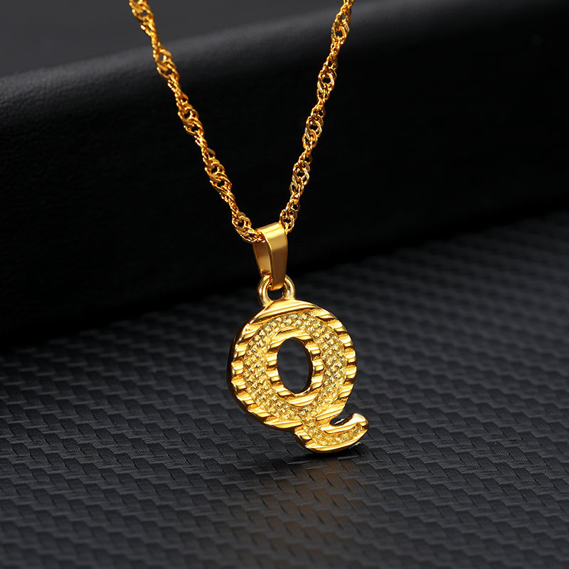 26 letters gold-plated pendant necklace Jewelry dealsniper-net Q