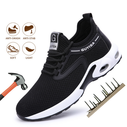 Black Sneakers Men Work Safety Shoes Lightweight Breathable For Gym Travel Work Casual Tennis Running Shoes Men dealsniper-net Four seasons air cushion Size35