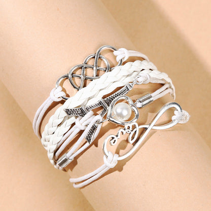 European And American Hand-woven Bracelet Love Pearls Jewelry dealsniper-net