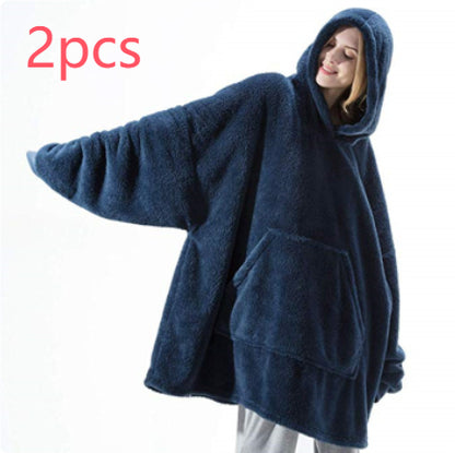 Hoodie Sweatshirt With Big Pocket Tops Sweater Comfortable Loose Women dealsniper-net Navy Blue 2pcs One size