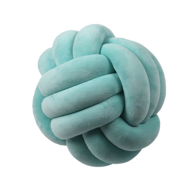 Knotted Plush Ball Design Round Throw Pillow House DealSniper.net Light blue 20cm