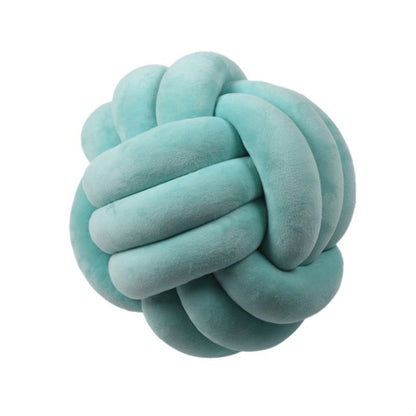Knotted Plush Ball Design Round Throw Pillow House DealSniper.net Light blue 20cm