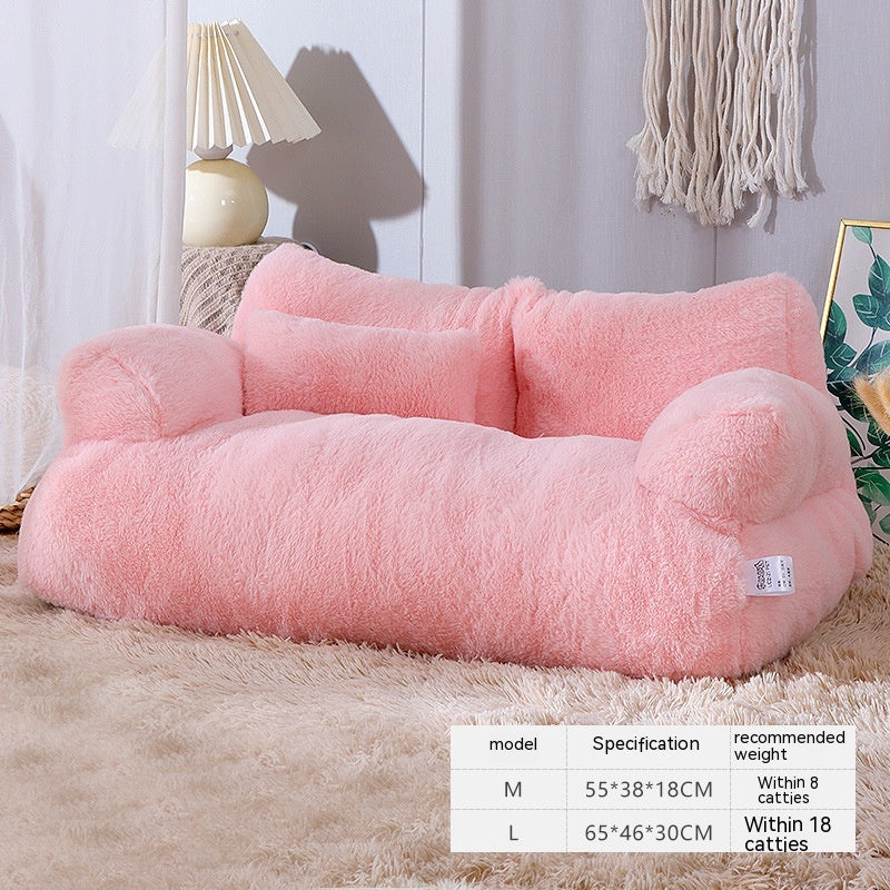 Luxury Cat Bed Sofa Winter Warm Cat Nest Pet Bed For Small Medium Dogs Pets dealsniper-net L Cherry Blossom Powder 1PC