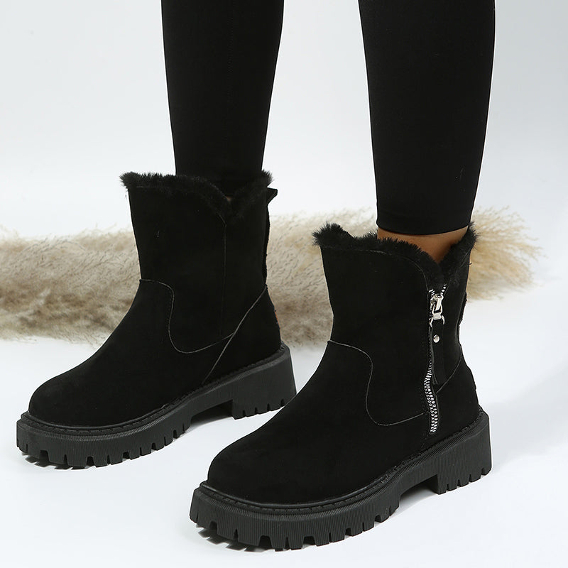 Thick Plush Snow Boots Women Faux Suede Non-slip Winter Shoes Women DealSniper.net
