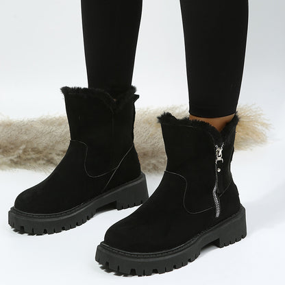 Thick Plush Snow Boots Women Faux Suede Non-slip Winter Shoes Women DealSniper.net