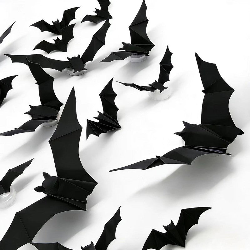 12-36pcs Bats Wall Decor Halloween Decorations With LED Lights Holidays DealSniper.net