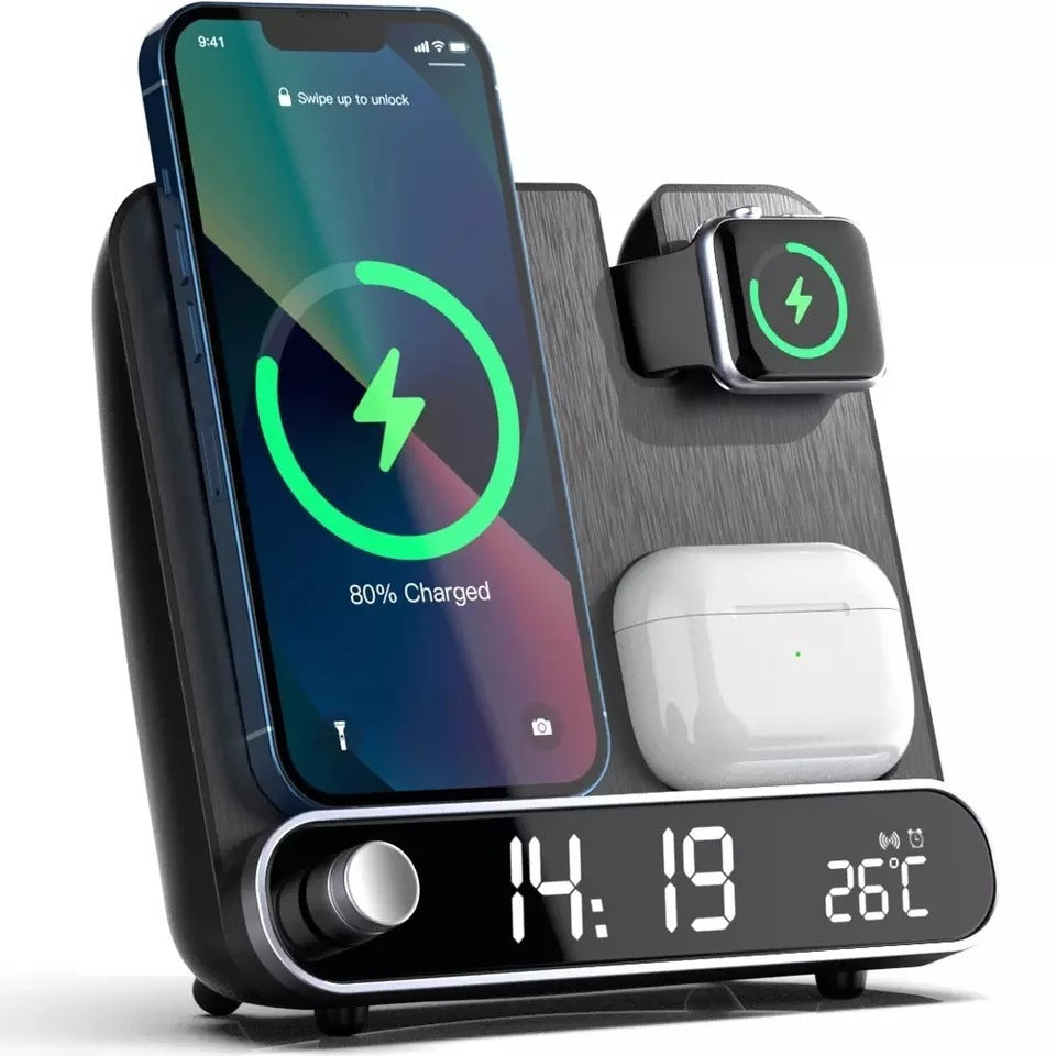 Alarm Clock Wireless Three In One Wireless Charging Electronics DealSniper.net Black USB